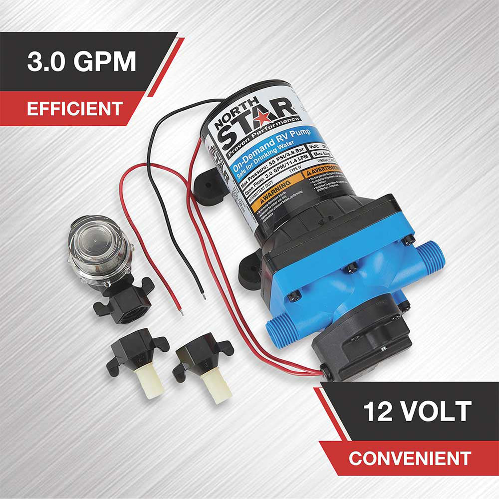 5/07 6/07 7/07 8/07 ×6 NorthStar® 12 Volt On-Demand RV Potable Water Pump — 3.0 GPM