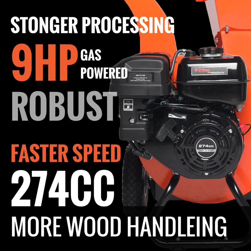 EFCUT Wood Chipper 4" Shredder Mulcher 9 HP 274cc Gas Powered (C40)