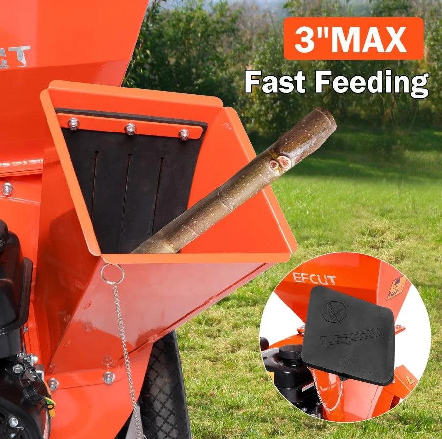 EFCUT 3-in-1 Gas Wood Chipper, Shredder & Mulcher – 3" Capacity (EF-MF30)