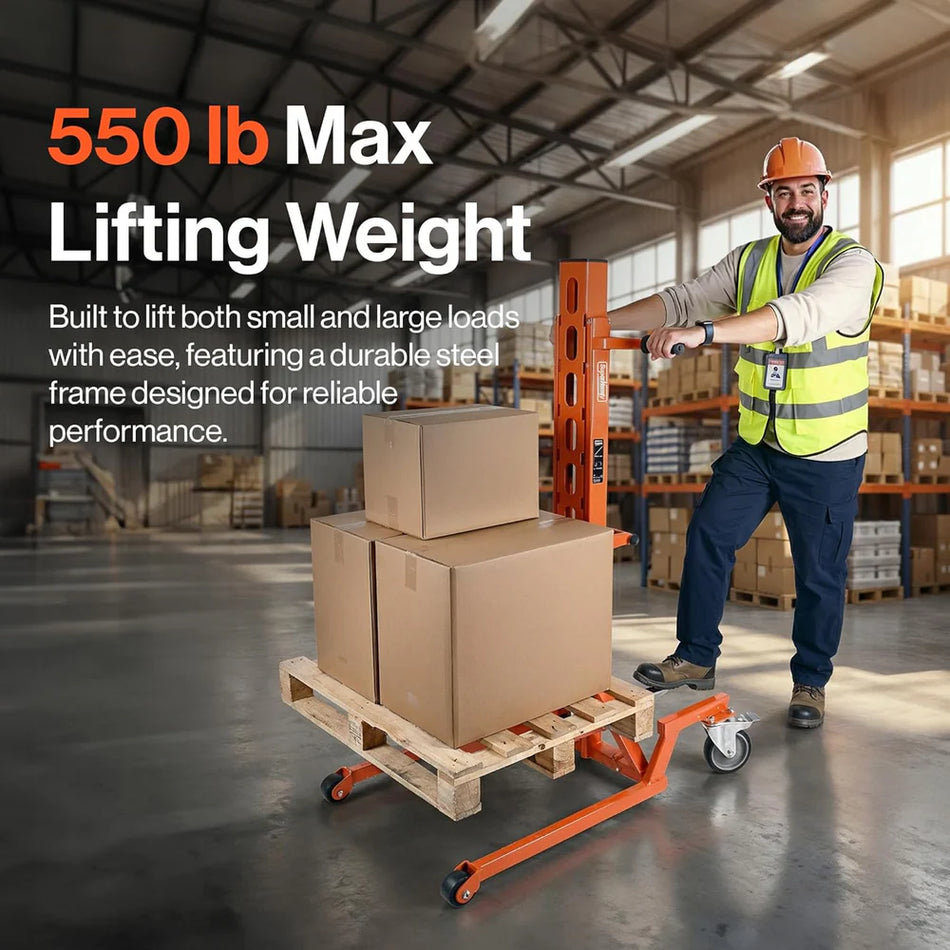 SuperHandy Manual Material Stacker 550 lbs 59" Max Lift (GUO146)