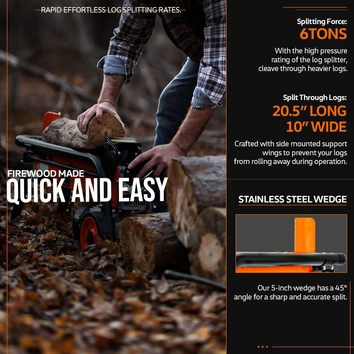 SuperHandy 6 Ton Electric Log Splitter (GUT065) – Wood Splitters Direct