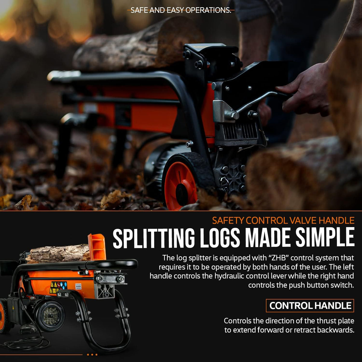 SuperHandy 6 Ton Electric Log Splitter (GUT065) – Wood Splitters Direct