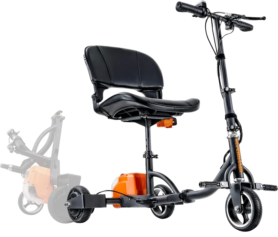 SuperHandy (GUT112) Passport 3 Wheeled Long Range Folding Mobility Scooter
