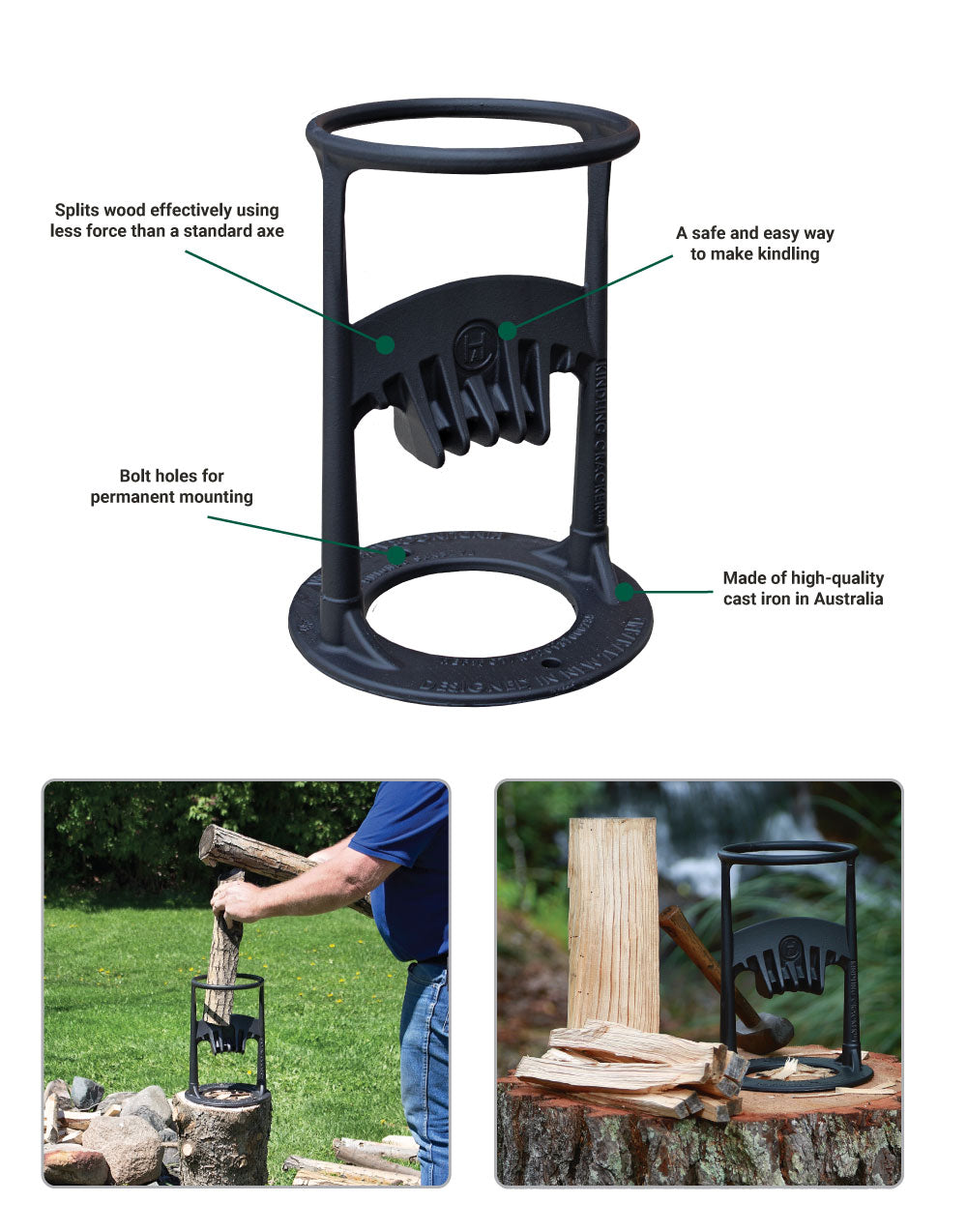 Kindling Cracker® Cast Iron Wood Splitter (BR1000) – Wood Splitters Direct