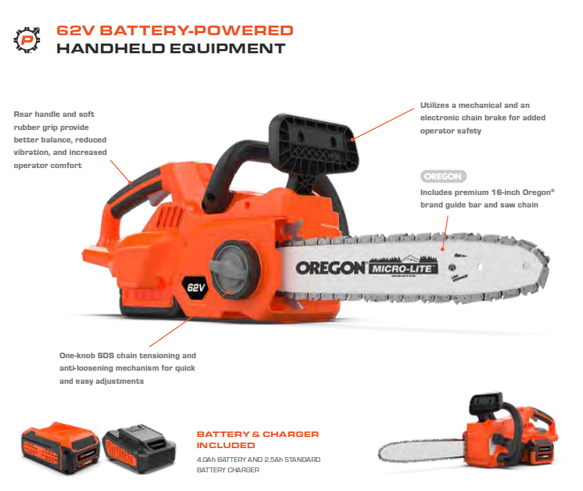 Pioneer 62V Battery Powered Chainsaw (E6216CS)