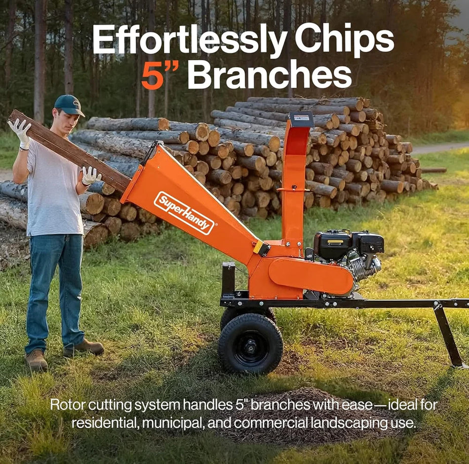 Super Handy 5-Inch Towable Wood Chipper 15 HP Electric Start (GUO140)