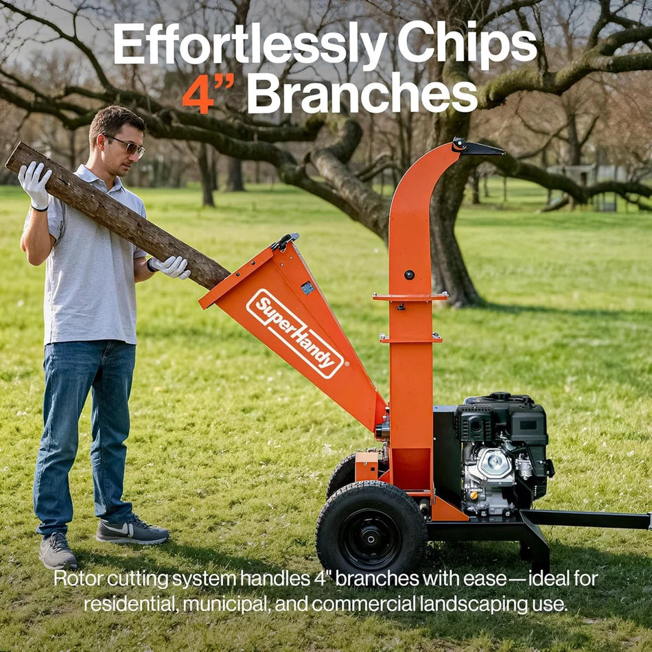 SuperHandy 4-Inch Towable Wood Chipper 15 HP Electric Start (GUO141)