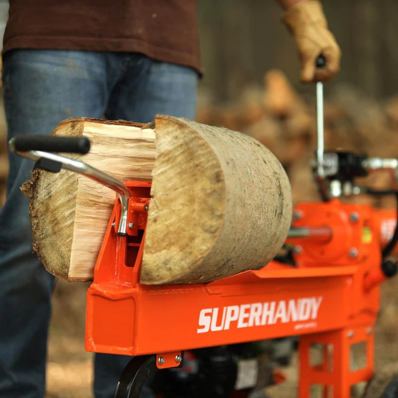 Gas-powered log splitter for splitting rounds into firewood