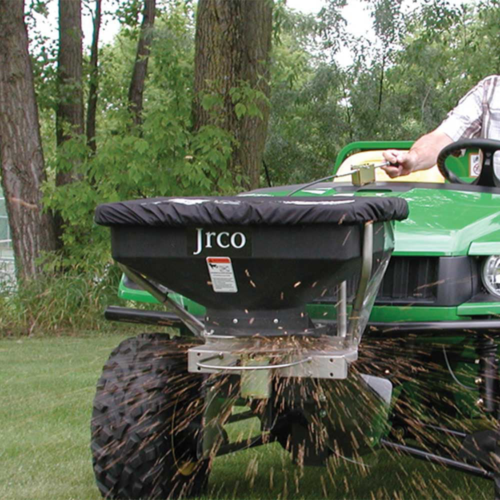 JRCO cable-control broadcast spreader configured for utility vehicles