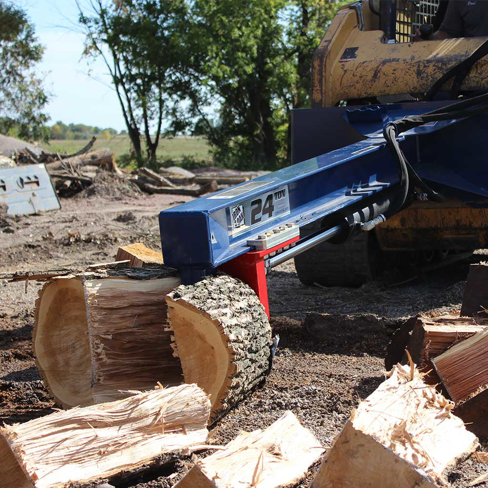Homemade skid shop steer log splitter