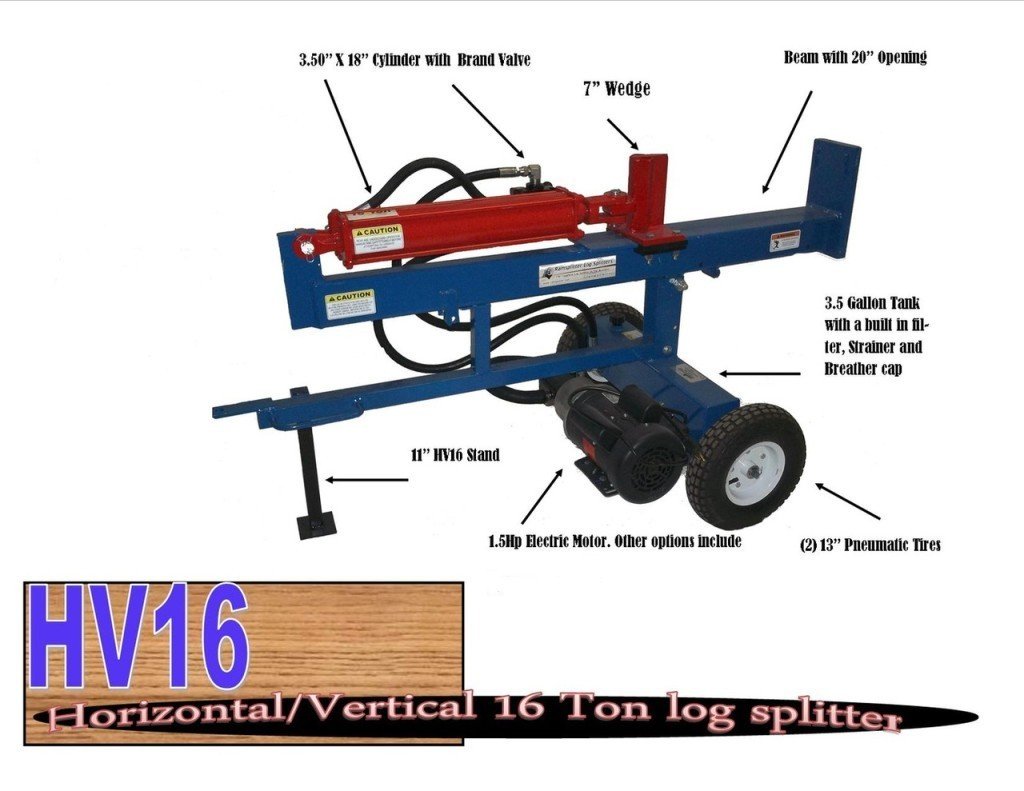 16 Ton Ram Splitter Horizontal Vertical Electric Log Splitter (HV16-4)