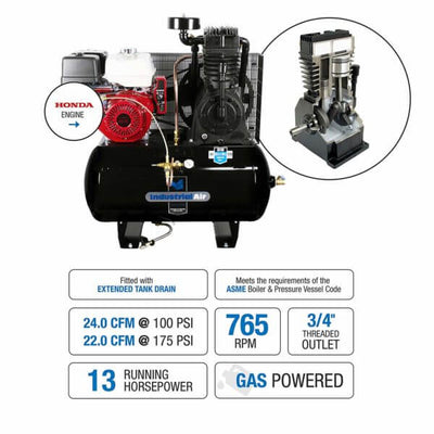 Industrial Air Contractor 13 hp Two-Stage Truck Mount Air Compressor 30 gallon (IH1393075.SAN) at Wood Splitter Direct