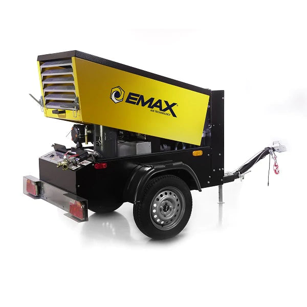 EMAX Trailer Mounted 115 CFM 24HP Kubota Diesel Driven Rotary Screw Compressor (EDS115TR.EMA)