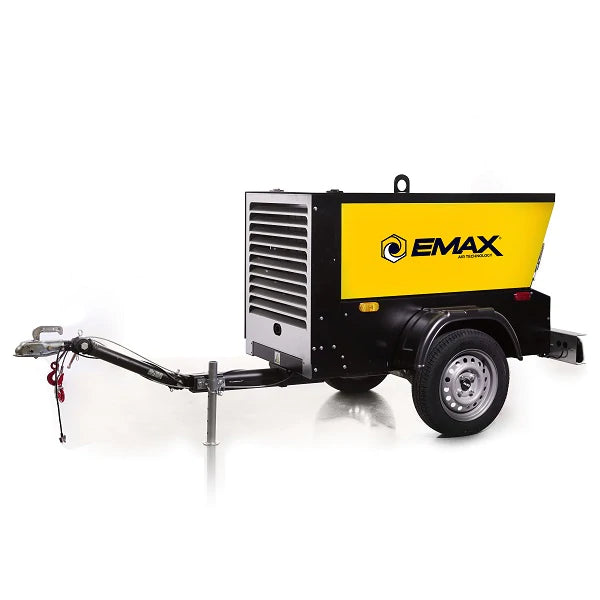 EMAX Trailer Mounted 90 CFM 24HP Kubota Diesel Rotary Screw Compressor (EDS090TR.EMA)