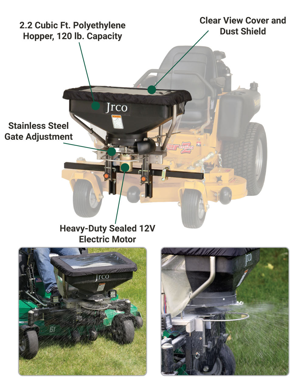 JRCO Broadcast Spreader WalkBehind and StandOn Mowers (504.JRC