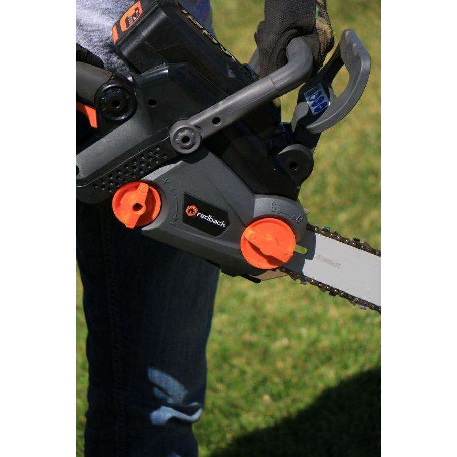 Redback 18″ 120-Volt Lithium-Ion Cordless Chainsaw at Wood Splitter Direct